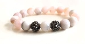 Pembe Kuvars zirkon taşlı bileklik