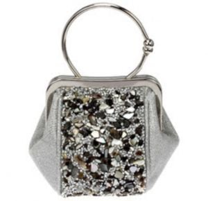 Doğal inci kristal ve taşlı çanta