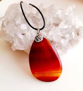 Zirkon Taşlı Akik Kolye Ucu