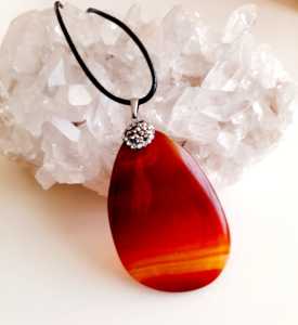 Zirkon Taşlı Akik Kolye Ucu