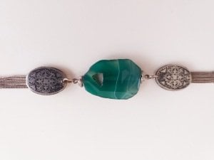 Yesil Akik,kuvars,Gümüş Bileklik Ottoman Collection.