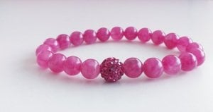 Pembe akik taşlı bileklik .