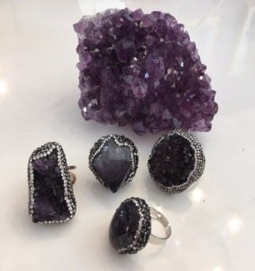 J'AIME Amethyst zirkon taşlı yüzükler.