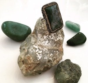 Yeşim taşı zirkon taşlı yüzük