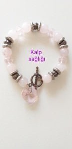 Kalp sağlığı PEMBE KUVARS Bileklik