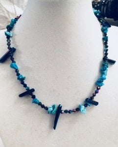 Mavi kristal turquoise kolye