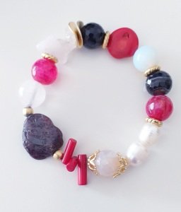 Ametist,inci,mercan, akik bileklik