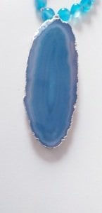 Mavi Akik  taşlı  kolye