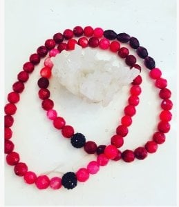 Kırmızı Akik karışık dizi kolye