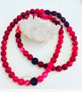 Kırmızı Akik karışık dizi kolye