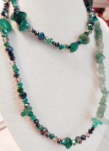 Aventurine ,akik,kristalli kolye yeşil